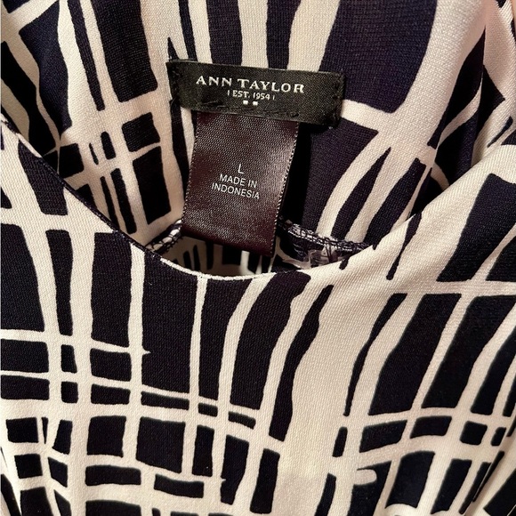 Ann Taylor Black/Navy and White Maxi Dress Size L - Picture 2 of 7
